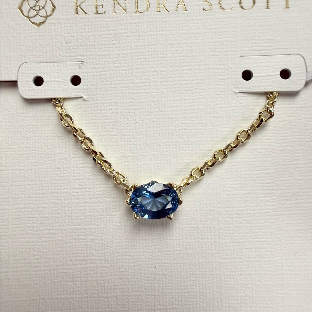 Kendra Scott Gold Chain Necklace with Blue Oval Stone